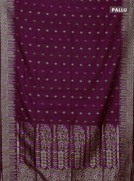 Wine  Semi Tussar Saree - Butta