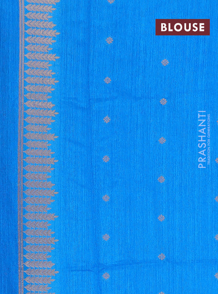Cs Blue Semi Tussar Saree - Butta