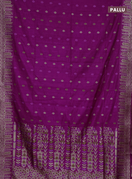 Purple Semi Tussar Saree - Butta