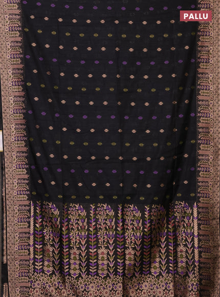 Black Semi Tussar Saree - Butta