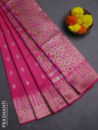 Pink Semi Tussar Saree - Butta