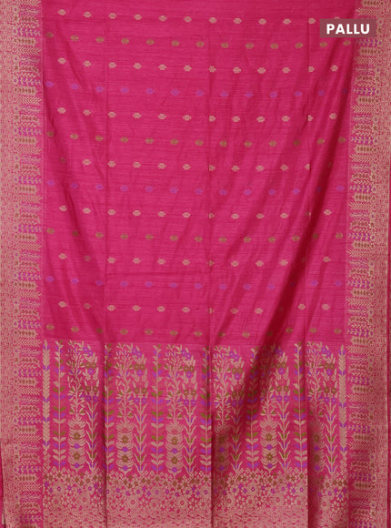 Pink Semi Tussar Saree - Butta