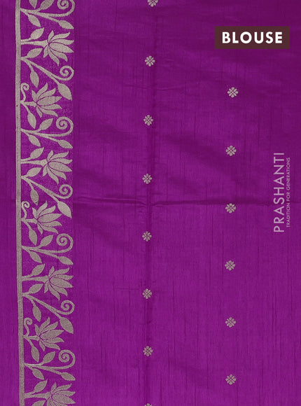 Purple Semi Tussar Saree - Butta