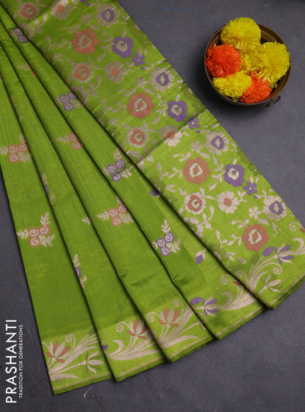 Light Green Semi Tussar Saree - Butta