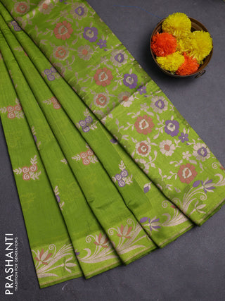 Light Green Semi Tussar Saree - Butta