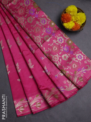 Pink Semi Tussar Saree - Butta