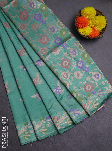 Pastel Green Semi Tussar Saree - Butta