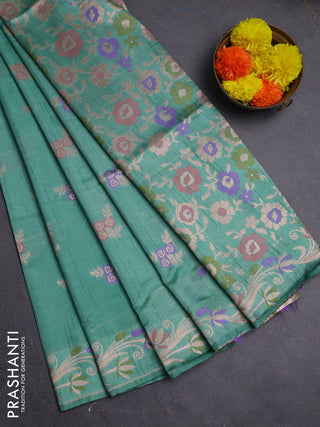 Pastel Green Semi Tussar Saree - Butta