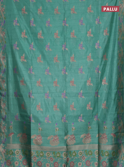 Pastel Green Semi Tussar Saree - Butta