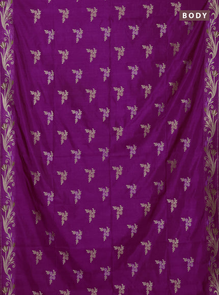 Purple Semi Tussar Saree - Butta