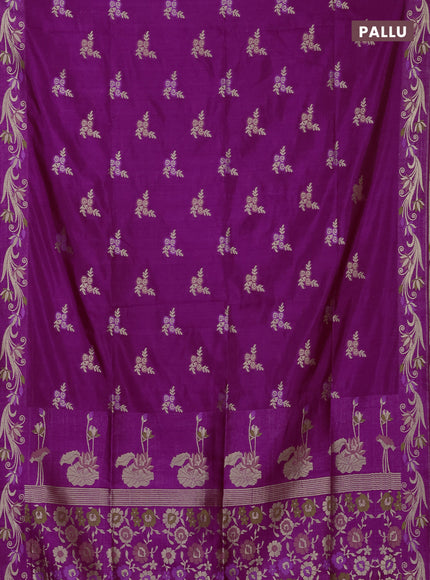 Purple Semi Tussar Saree - Butta