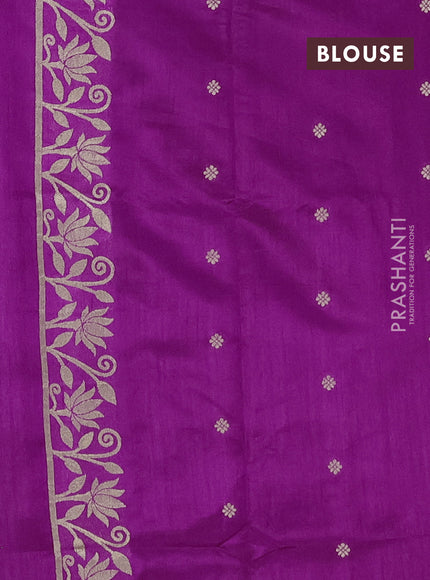 Purple Semi Tussar Saree - Butta