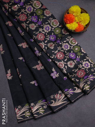 Black Semi Tussar Saree - Butta