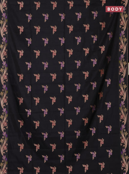 Black Semi Tussar Saree - Butta