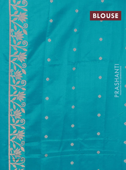 Teal Blue Semi Tussar Saree - Butta