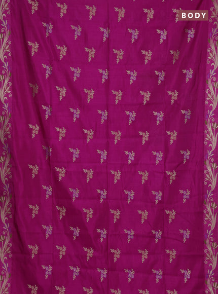 Magenta Pink Semi Tussar Saree - Butta