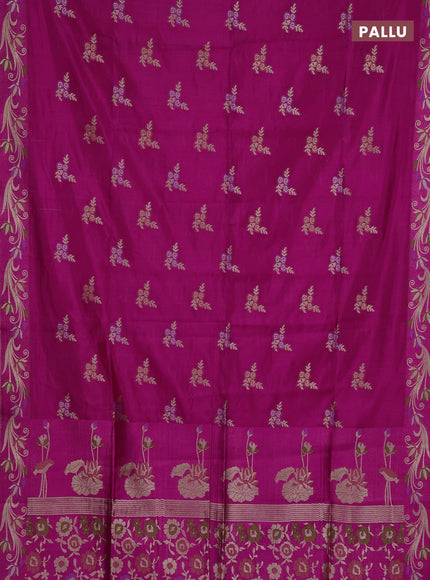 Magenta Pink Semi Tussar Saree - Butta