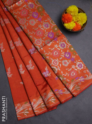 Rustic Orange Semi Tussar Saree - Butta