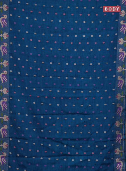 Cs Blue Semi Tussar Saree - Butta