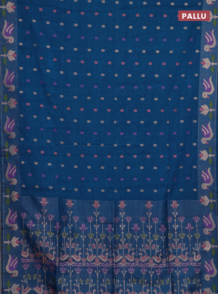 Cs Blue Semi Tussar Saree - Butta