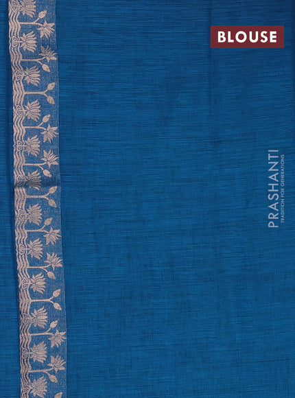 Cs Blue Semi Tussar Saree - Butta