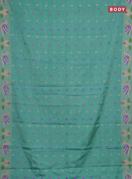 Teal Green Semi Tussar Saree - Butta