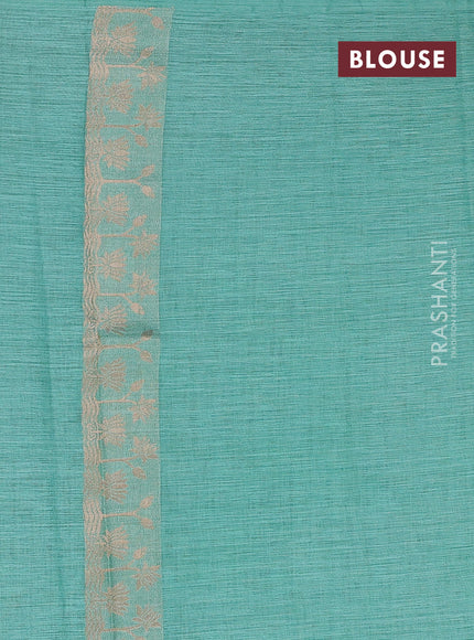 Teal Green Semi Tussar Saree - Butta