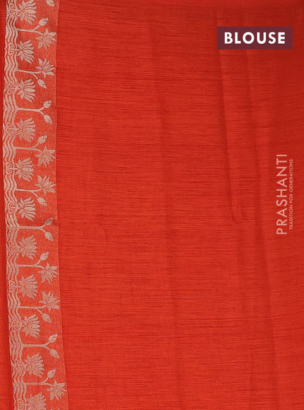 Rustic Orange Semi Tussar Saree - Butta