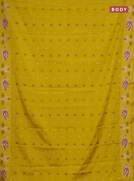 Mustard Yellow Semi Tussar Saree - Butta