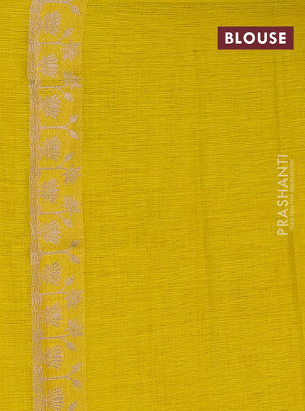 Mustard Yellow Semi Tussar Saree - Butta