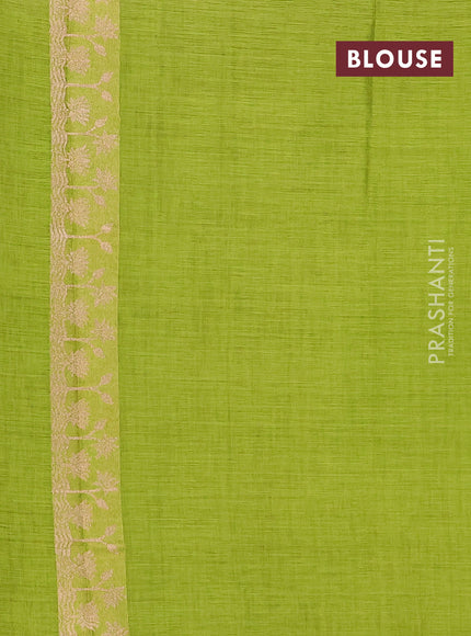 Parrot Green Semi Tussar Saree - Butta