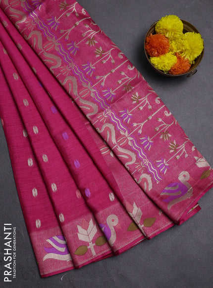 Pink Semi Tussar Saree - Butta