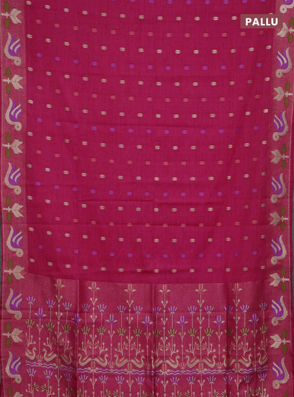 Pink Semi Tussar Saree - Butta