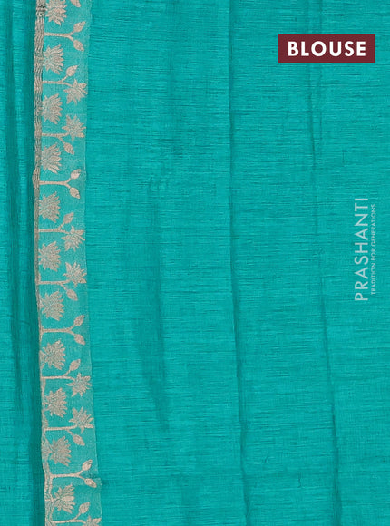 Teal Green Semi Tussar Saree - Butta