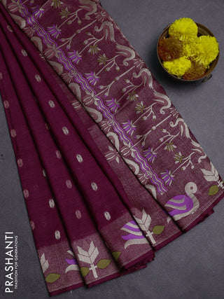 Wine Semi Tussar Saree - Butta