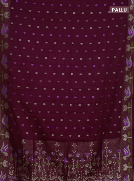 Wine Semi Tussar Saree - Butta