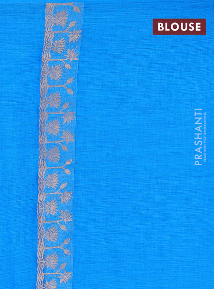 Cs Blue Semi Tussar Saree - Butta