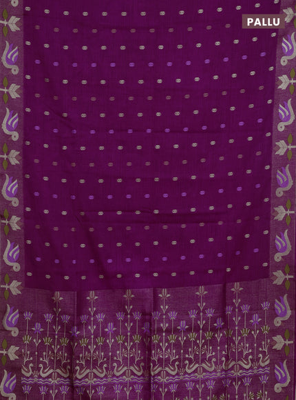 Magenta Pink Semi Tussar Saree - Butta