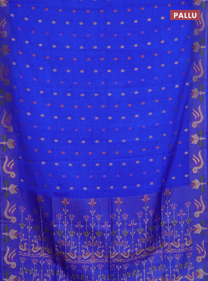 Royal Blue Semi Tussar Saree - Butta
