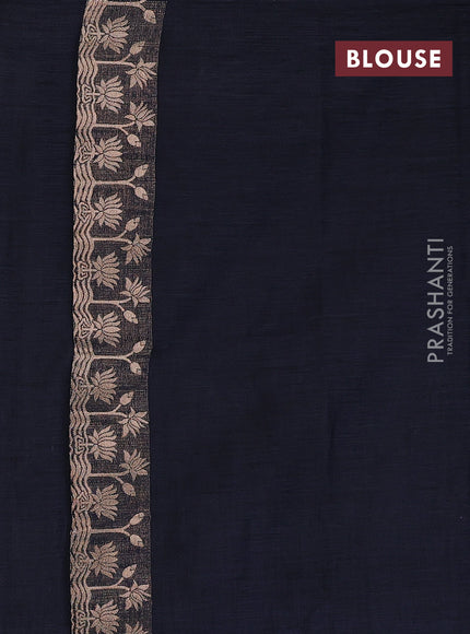 Navy Blue Semi Tussar Saree - Butta
