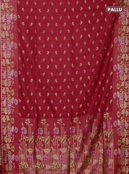 Red Semi Tussar Saree - Butta