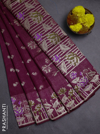 Wine Semi Tussar Saree - Butta