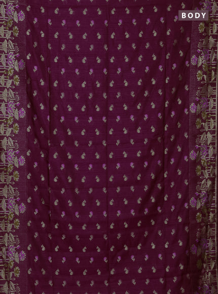 Wine Semi Tussar Saree - Butta