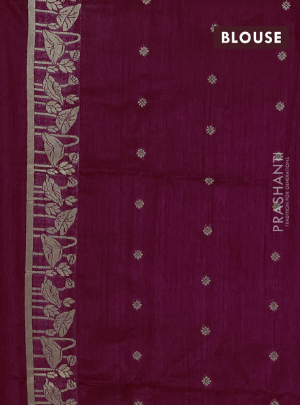 Wine Semi Tussar Saree - Butta