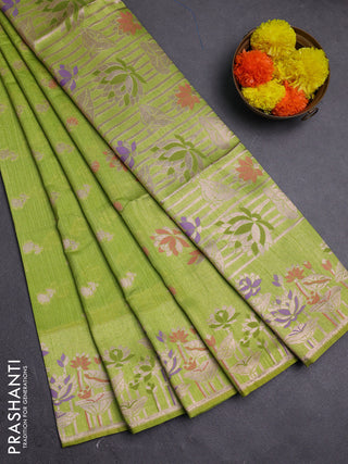 Light Green Semi Tussar Saree - Butta