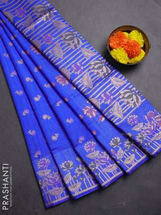 Royal Blue Semi Tussar Saree - Butta
