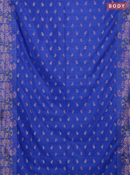 Royal Blue Semi Tussar Saree - Butta