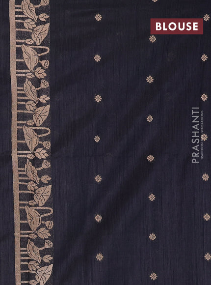 Black Semi Tussar Saree - Butta