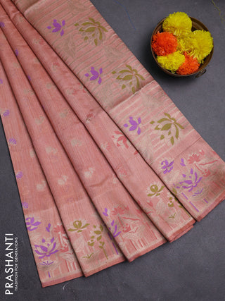 Peach Semi Tussar Saree - Butta
