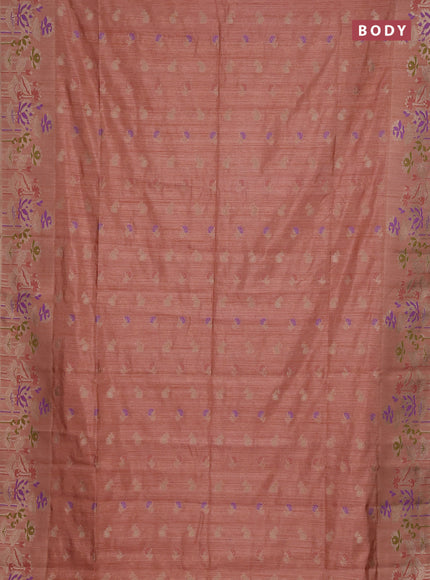 Peach Semi Tussar Saree - Butta